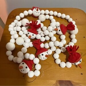 Vintage 6.5 ft. Festive Snowman Garland with Red Hats